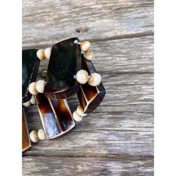 Vintage BOHO Festival HIppy Tie Belt Faux Horn Resin Beads - Picture 5 of 13